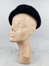 Load image into Gallery viewer, Original 1950's Stylish French Black Felt Hat with Polka Dots and Tassel Trim by Isaure PARIS