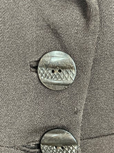 Load image into Gallery viewer, Original 1940's Dark Brown Lightweight Wool Coat with Patch Pockets and Three Button Closure