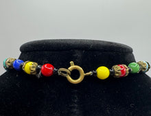 Load image into Gallery viewer, Original 1950's Mid Century Glass Harlequin Necklace in Vibrant Shades