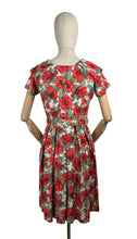 Load image into Gallery viewer, Original 1950's Petite Fit Bright Floral Floppy Cotton Day Dress - Bust 34 35 36 *