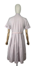 Load image into Gallery viewer, Original 1950's Crisp Cotton Belted Day Dress in Pink and Blue Plaid - Bust 36 37 *
