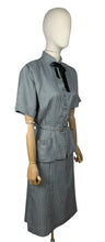 Load image into Gallery viewer, Original 1940's Navy and White Mode O'Day Gingham Check Suit with Original Belt and Velvet Bow Neck - Bust 40