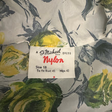 Load image into Gallery viewer, Original 1950's St Michael Classic Nylon Day Dress with Grey and Yellow Roses Print - Bust 40 *