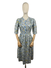 Load image into Gallery viewer, Original Late 1940's Early 1950's Grey, Blue, Mustard and White Cotton Day Dress - Bust 38 *