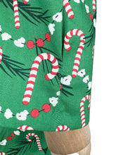 Load image into Gallery viewer, 1940's Reproduction Christmas Blouse In Green, White and Red Michael Miller Cotton 'Corny Cane' - Bust 34" 36"