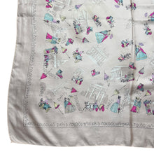 Load image into Gallery viewer, Original 1950's Fine Silk French Tourist Scarf from Paris - Beautifully Intricate Scenes - Great Headscarf