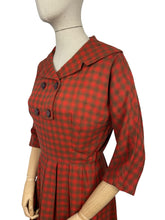 Load image into Gallery viewer, Original 1950's Red and Brown Check Wool Dress - Bust 34 35 *