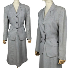 Load image into Gallery viewer, Original 1940's Red, Black and White Fine Houndstooth Check Lightweight Wool Suit - Bust 40"