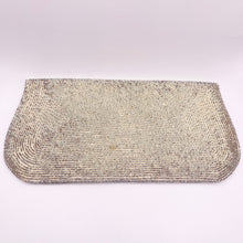 Load image into Gallery viewer, Original 1950's Evening Clutch Bag and Coin Purse Featuring Seed Beads in Shades of Silver *