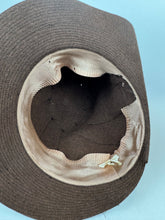 Load image into Gallery viewer, Original Late 1930's Brown Felt Tilt Hat with Seaming Detail and Grosgrain Trim and Bow