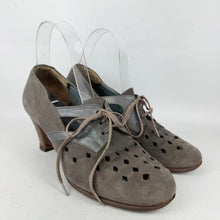 Load image into Gallery viewer, Original 1940’s Grey Suede and Leather Lace-up Shoes - UK 5 or 5.5