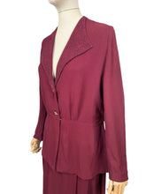 Load image into Gallery viewer, Stunning Original 1940's Burgundy Two Piece Crepe Suit with Soutache and Trapunto Quilting - Bust 40 42
