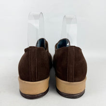 Load image into Gallery viewer, Original 1940's Deadstock CC41 Brown Suede and Beige Leather Wedge Shoes - UK 4 4.5
