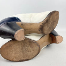 Load image into Gallery viewer, Original 1940's CC41 Cream Suede and Blue Leather Spectator Court Shoes - UK 5.5 6