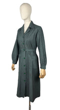 Load image into Gallery viewer, Original 1940’s Green and Grey Plaid Cotton Long Sleeved Belted Chore Dress with Pockets - Bust 38
