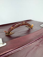 Load image into Gallery viewer, Original 1940's 1950's Burgundy Leather Travel Suitcase by Dinkie Luggage *