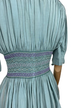 Load image into Gallery viewer, Stunning Original 1930's Blue Cotton Blouse with Heavy Smocking Detail - Bust 36 38