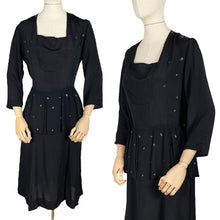 Load image into Gallery viewer, Original 1940's Dress with Peplum Front and Sequin Decoration - Bust 38 *