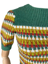 Load image into Gallery viewer, Reproduction 1940’s Hand Knitted Striped Jumper in Green, Rust, White, Mustard and Lime - Bust 32 34