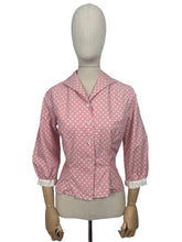 Load image into Gallery viewer, Original 1950’s Pink and White Polka Dot Lightweight Cotton Summer Jacket or Blouse - Bust 38 *