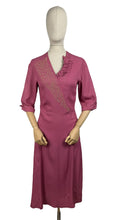 Load image into Gallery viewer, Original 1940's Dusky Pink Crepe Dress with Ruffles, Soutache and Beading - Bust 34 35 *