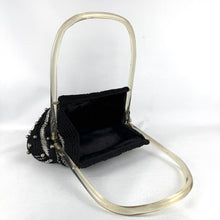 Load image into Gallery viewer, Original 1940's American Black and Silver Crochet Bag with Lucite Handles *