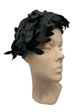 Load image into Gallery viewer, Original 1950's Black Hat Covered with Black Fabric Flowers