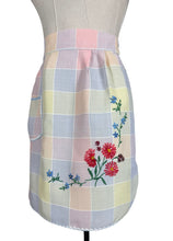 Load image into Gallery viewer, Original 1940's 1950's Check Apron in Pastel Shades - Embroidered and with Ric-rac Trim