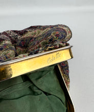 Load image into Gallery viewer, Antique Late Victorian Stripe Brocade French Clutch Bag with Bone and Amber Clasp
