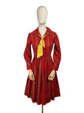 Load image into Gallery viewer, Original 1950's Candy Jones of California Red, Brown and Mustard Cotton Day Dress - Bust 34 35 *