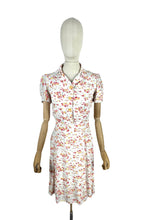 Load image into Gallery viewer, Original Late 1930's Petite Length Floppy Cotton Floral Day Dress in White, Coral, Pink and Yellow - Bust 32 34