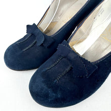 Load image into Gallery viewer, Original 1940's Blue Suede Shoes - Clarks Skyline with Bow Front - Uk 6 or 6.5