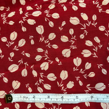 Load image into Gallery viewer, Original 1930’s Pure Silk Dressmaking Fabric in Red and Off-White Tulip Print - 34” x 150” *