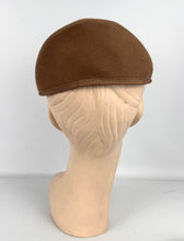 Load image into Gallery viewer, Original 1950's Warm Brown Felt Half Hat with Pleated Grosgrain Trim *