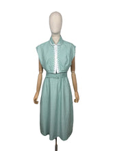Load image into Gallery viewer, Original 1950's Green and White Check Three Piece Dress, Bolero and Belt Set by Kerrybrooke - Bust 38