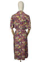 Load image into Gallery viewer, Original 1930's Volup Betty Barley Floral Silk Dress in Rust, Purple, Green and Cream - Bust 40