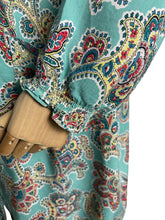 Load image into Gallery viewer, Original 1940's St Michael Cotton Smock Blouse in Turquoise, Red, Yellow and Blue - Bust 42 44 *