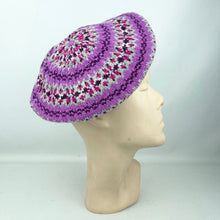 Load image into Gallery viewer, Reproduction 1940's Pure Wool Fair Isle Beret in Pink and Grey - Wonderful Design Featuring Seven Different Colours *