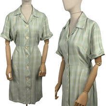 Load image into Gallery viewer, Original 1950's Linaco Plaid Cotton Day Dress in Blue, White and Yellow Check - Bust 40 42 *