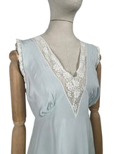 Load image into Gallery viewer, Original 1940's Ice Blue Rayon Nightdress with Lace Detail - Bust 34 36 *