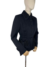 Load image into Gallery viewer, Original 1940's Black Wool Jacket with Real Astrakhan Trim on Collar and Pockets - Bust 36 *