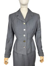 Load image into Gallery viewer, Original 1950's Mornessa Grey Worsted Wool Single Breasted Skirt Suit - Bust 36 38