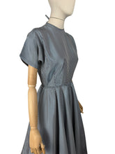 Load image into Gallery viewer, Original 1950's Black, Blue and White Taffeta Dress in Fine Check with Red Petticoat - Bust 36 37 *
