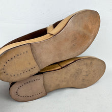 Load image into Gallery viewer, Original 1940's Deadstock CC41 Brown Suede and Beige Leather Wedge Shoes - UK 4 4.5