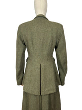 Load image into Gallery viewer, Original 1940’s Green, Brown and Cream Tweed Suit with Green Button Fastener - Bust 38
