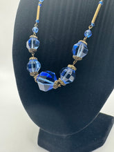 Load image into Gallery viewer, Original 1930's Art Deco Blue Faceted Glass Necklace