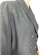 Load image into Gallery viewer, Original 1940's 1950's Slate Grey Double Breasted Textured Wool Princess Coat by Samtex Town - Bust 38 *