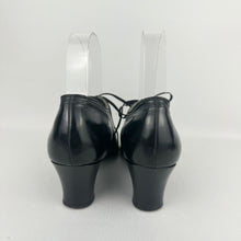 Load image into Gallery viewer, Original 1930's Black Leather Lace Up Shoes with Punch Detail - Narrow UK Size 3