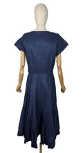 Load image into Gallery viewer, Original 1950's Midnight Blue Taffeta Seamed Cocktail Dress - Bust 36 37 *
