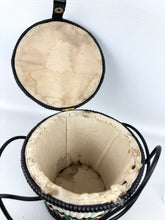 Load image into Gallery viewer, Original 1950's Small Wicker Handbag in White, Black, Green and Red
